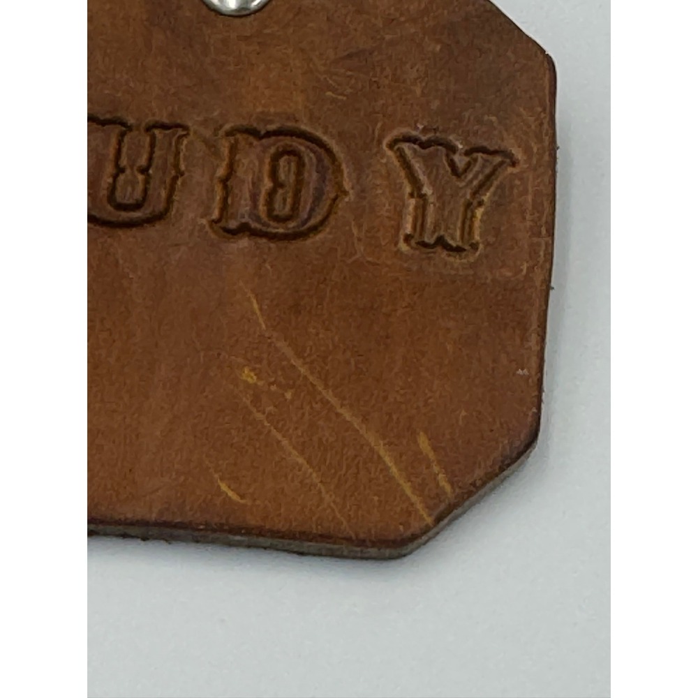 Vintage Personalized Leather Keychain Judy Name Fob Brown Western Style Embossed - Picture 3 of 6